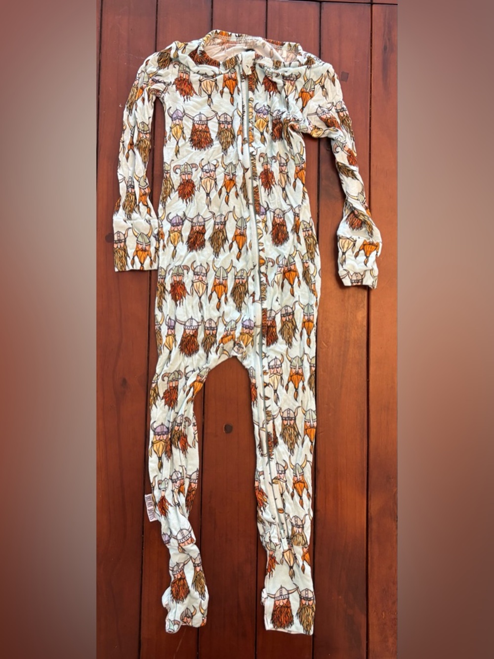 Toddler Viking Helmet Print Zip Footed Bamboo PJs